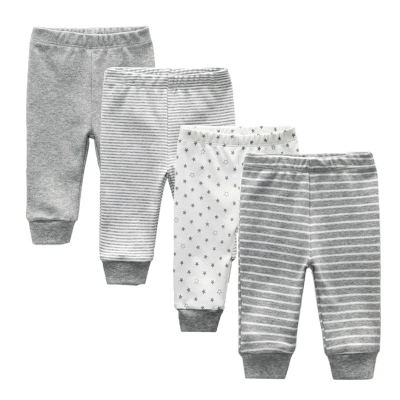 4/5Pieces Print Newborn Baby Girl Pants 0-12M Cotton Baby Boy Trousers Solid Color Autumn Spring Cartoon Bebes