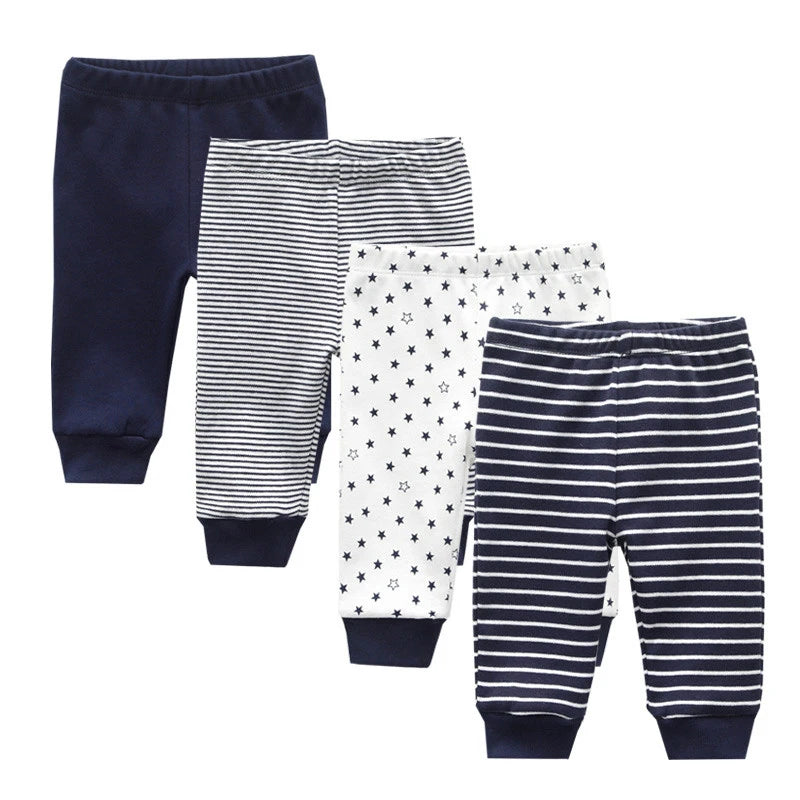 4/5Pieces Print Newborn Baby Girl Pants 0-12M Cotton Baby Boy Trousers Solid Color Autumn Spring Cartoon Bebes