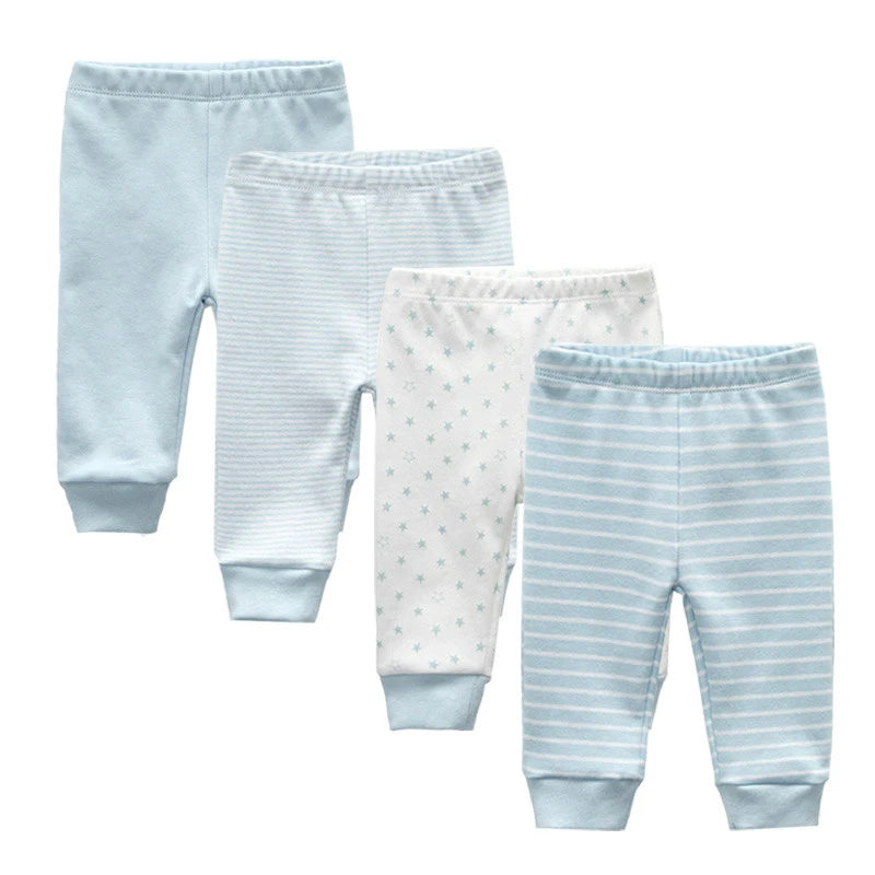 4/5Pieces Print Newborn Baby Girl Pants 0-12M Cotton Baby Boy Trousers Solid Color Autumn Spring Cartoon Bebes