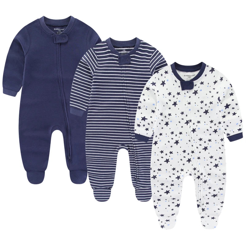3pcs Cartoon Baby Girl Clothes Long Sleeve Newborn Baby Boy Clothes 100% Cotton Baby Rompers Solid Color 0-12M Spring Bebes