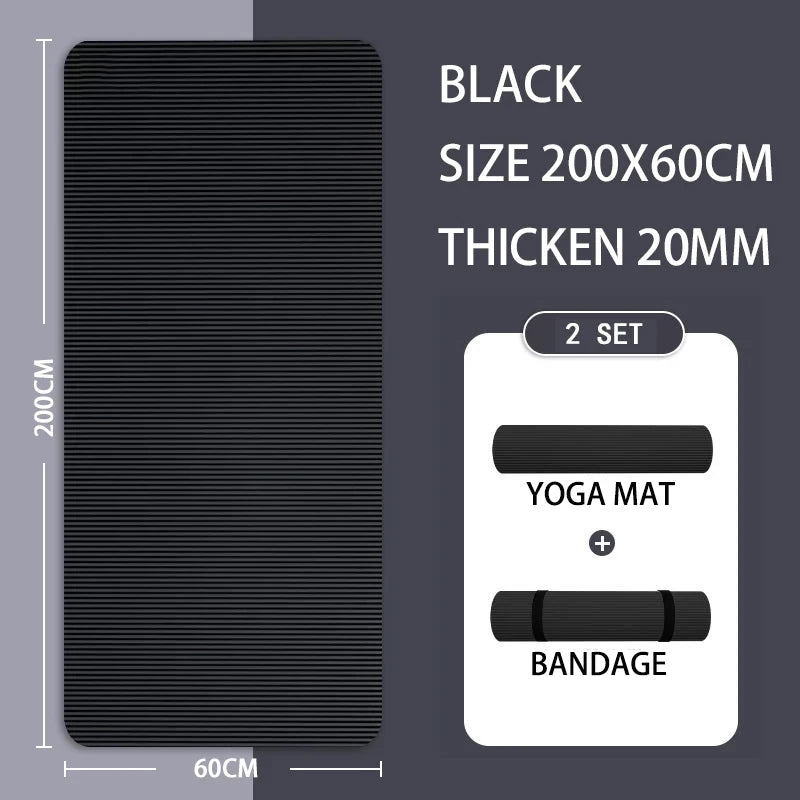20mm Thick NBR Yoga Mat Moisture-proof Outdoor Non-Slip Durable Camping Picnic Mat 2000x600x20mm Exercise Gym Fitness Workout