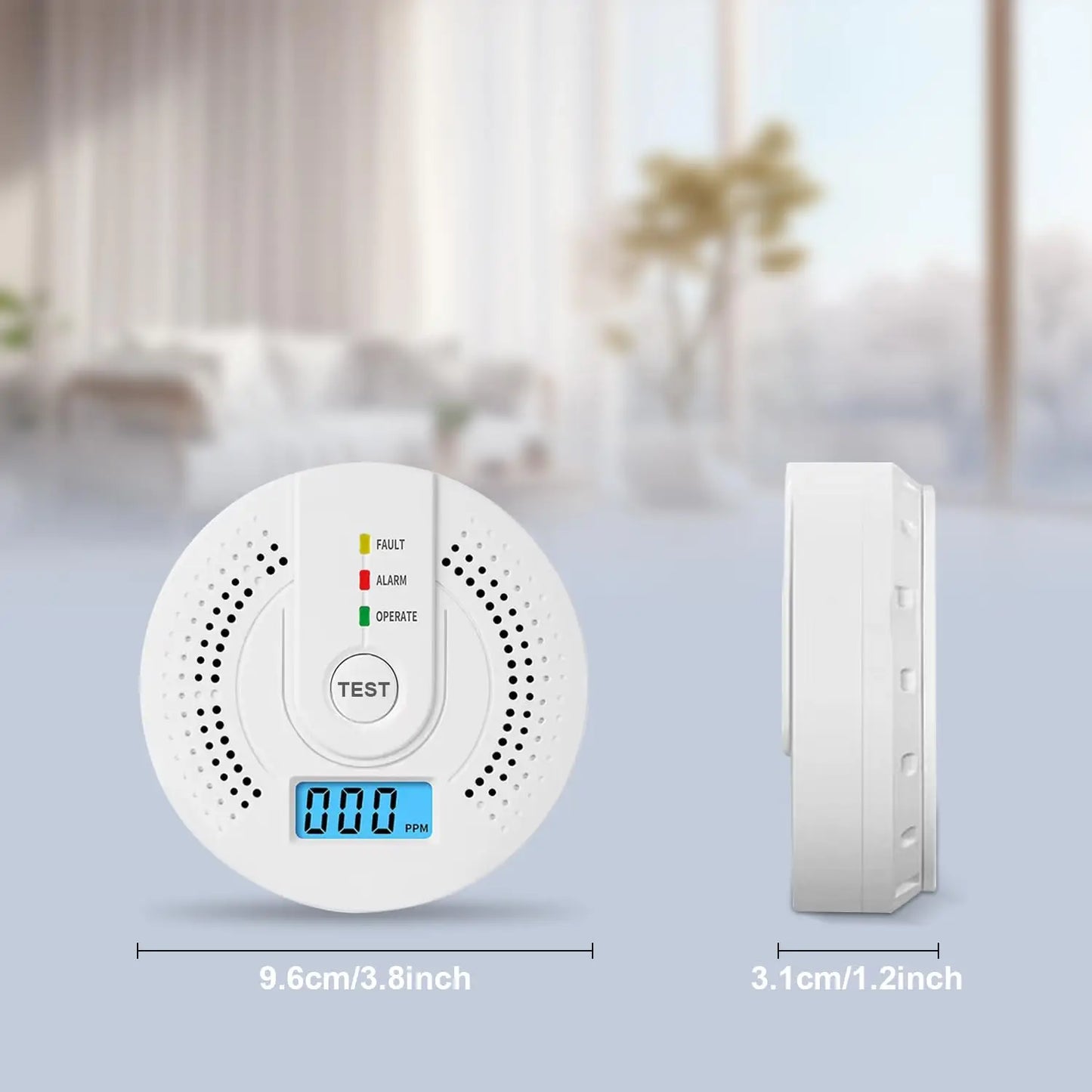 Carbon Monoxide Detector CO Gas Monitor Alarm ith LCD Digital Display AA Battery Powered CO Sensor Detector for Home,Depot,Test
