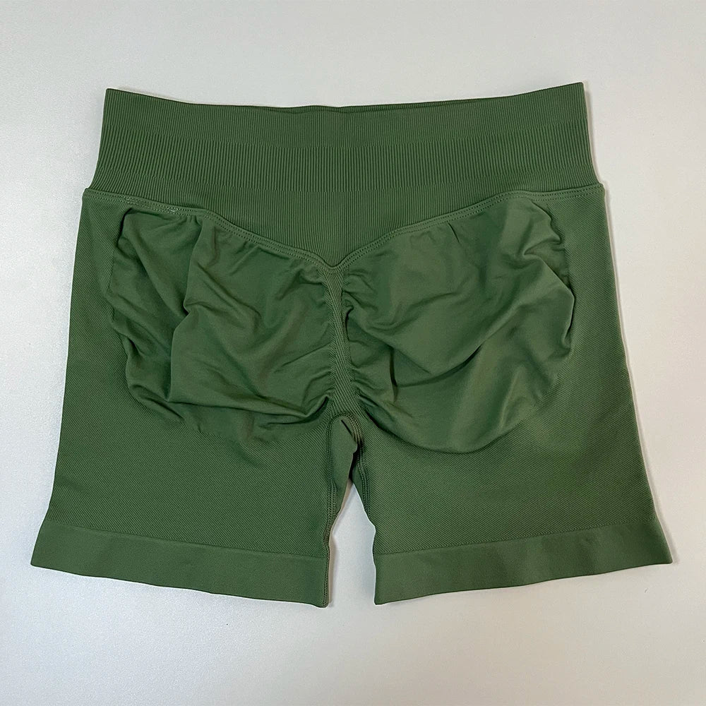 Impact Gym Shorts Women Fitness Sport Biker Shorts 4.5" Low Ribbed Band Seamless Yoga Shorts Workout Scrunch Butt Short Leggings