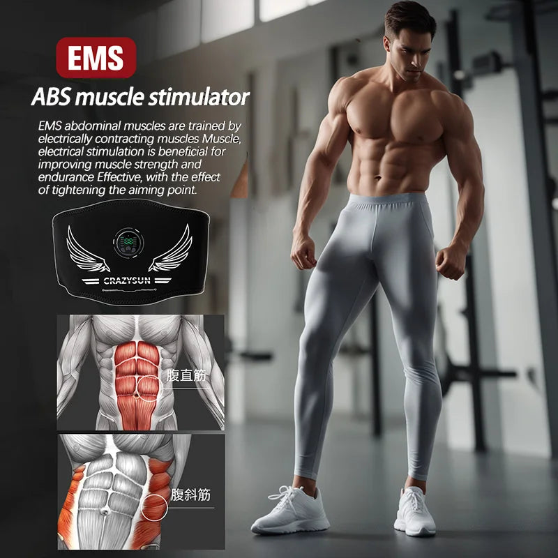 Abdominal Toning Belt Smart Muscle Toner EMS Muscle Stimulator USB Rechargeable Body Shaping Massager Home Gym Fitness Equipment