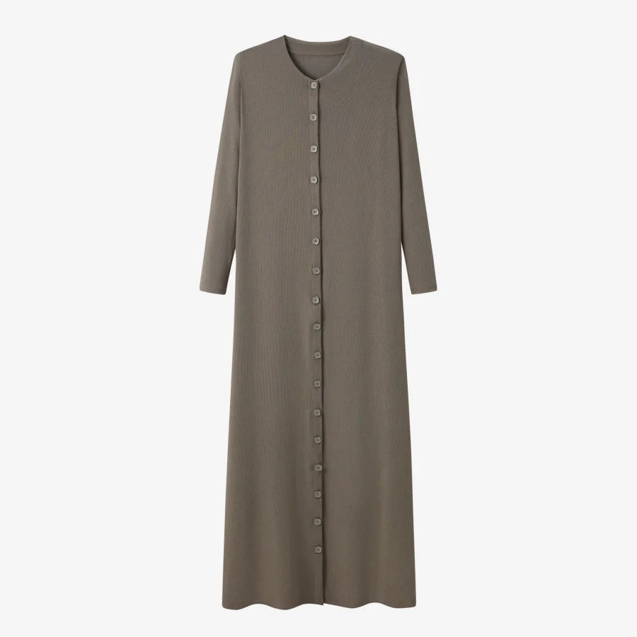 AS AW25 ribbing maxi dress woman fashion V neck comfortable button dress