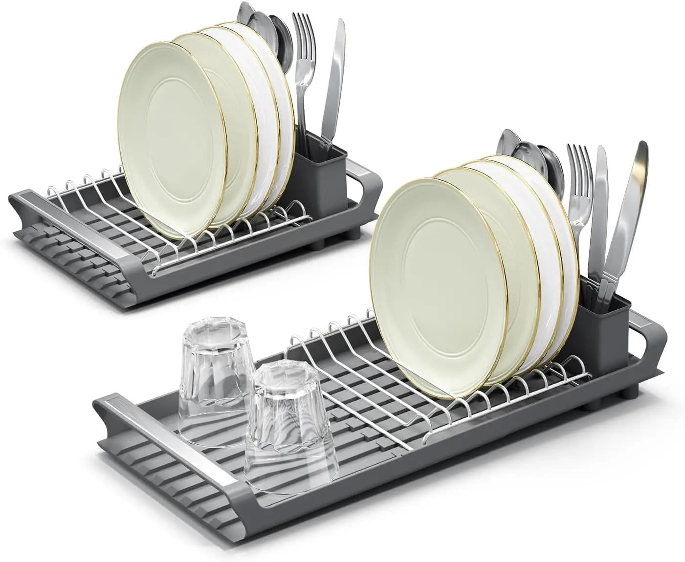 1pcs Expandable Small Dish Drying Rack Dish Racks for Kitchen Counter Dish Drainer with Removable Cutlery Holder