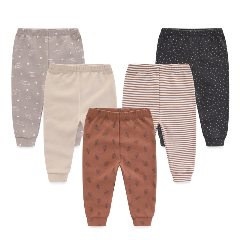 4/5Pieces Print Newborn Baby Girl Pants 0-12M Cotton Baby Boy Trousers Solid Color Autumn Spring Cartoon Bebes