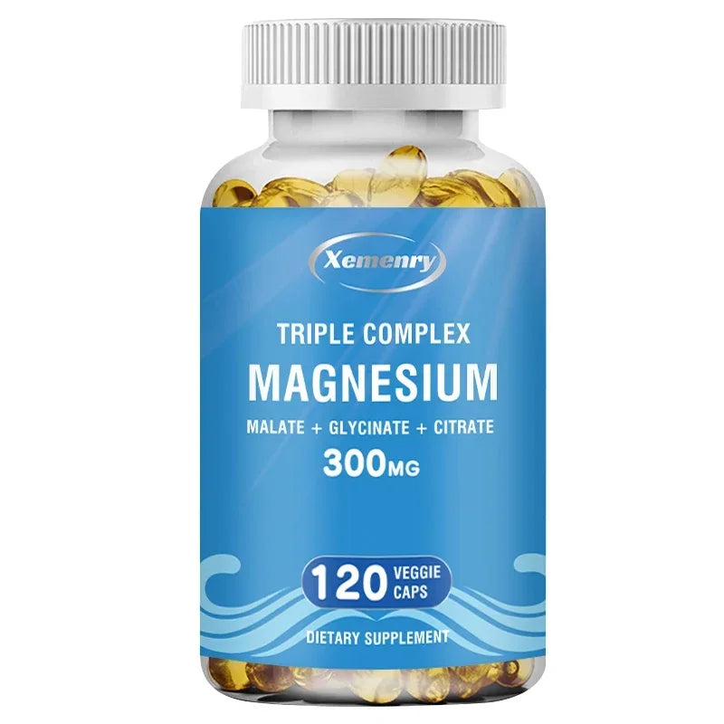 Triple Magnesium Complex - Promotes Muscle Function, Nerve and Energy Production, and Supports Brain Health - 120 Capsules
