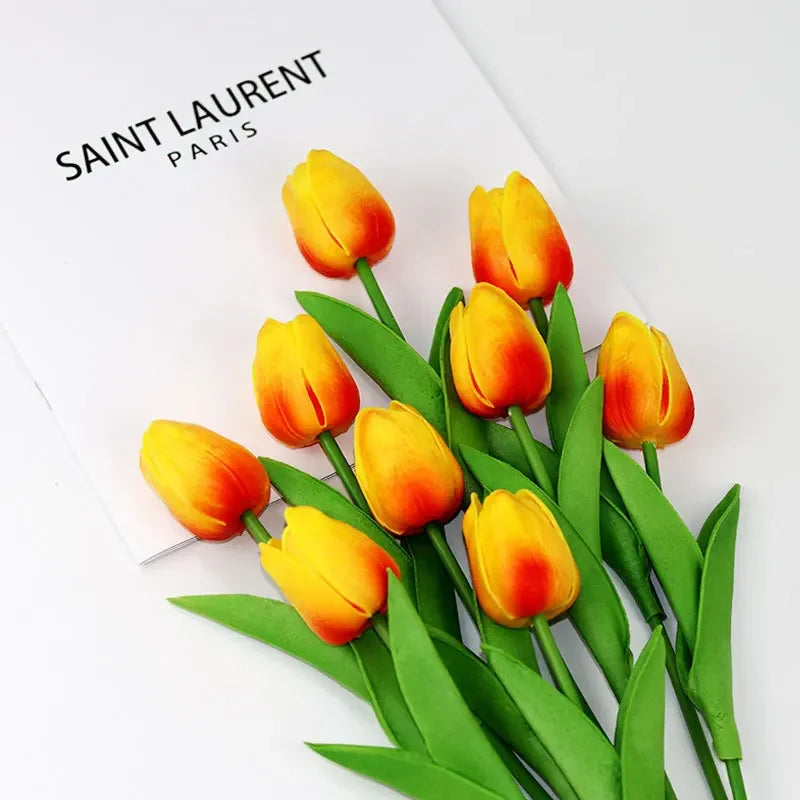 1piece 34cm PU Tulip Artificial Flower Real Touch Artificial Branch Fake Flower for Wedding Decoration Flowers Home Garden Decor