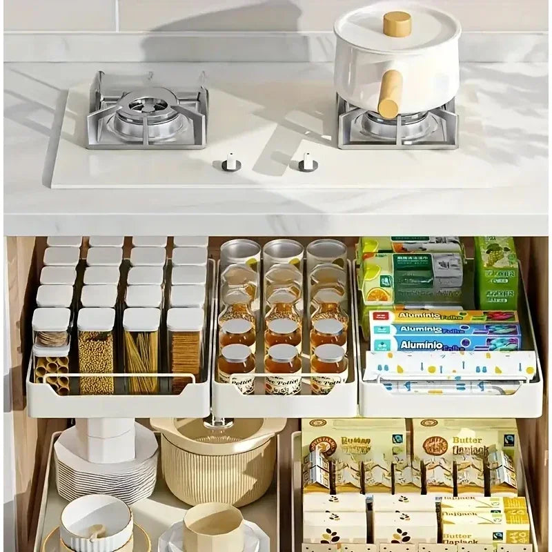 Convenient kitchen pots and pans, spices and dishes, pull-out cabinet organizer, sink shelves, free installation track pull-outs
