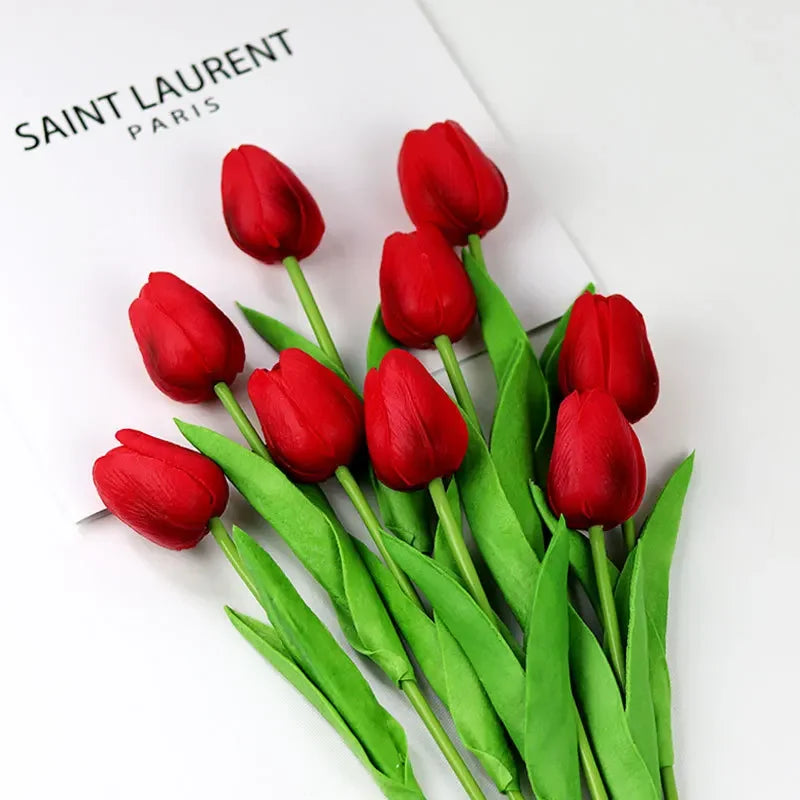 1piece 34cm PU Tulip Artificial Flower Real Touch Artificial Branch Fake Flower for Wedding Decoration Flowers Home Garden Decor