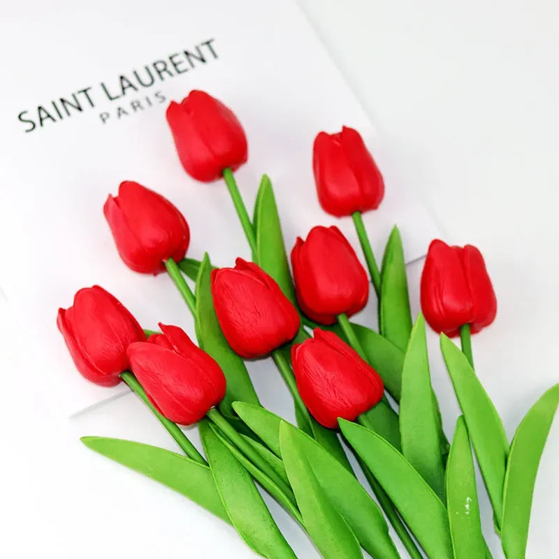 1piece 34cm PU Tulip Artificial Flower Real Touch Artificial Branch Fake Flower for Wedding Decoration Flowers Home Garden Decor