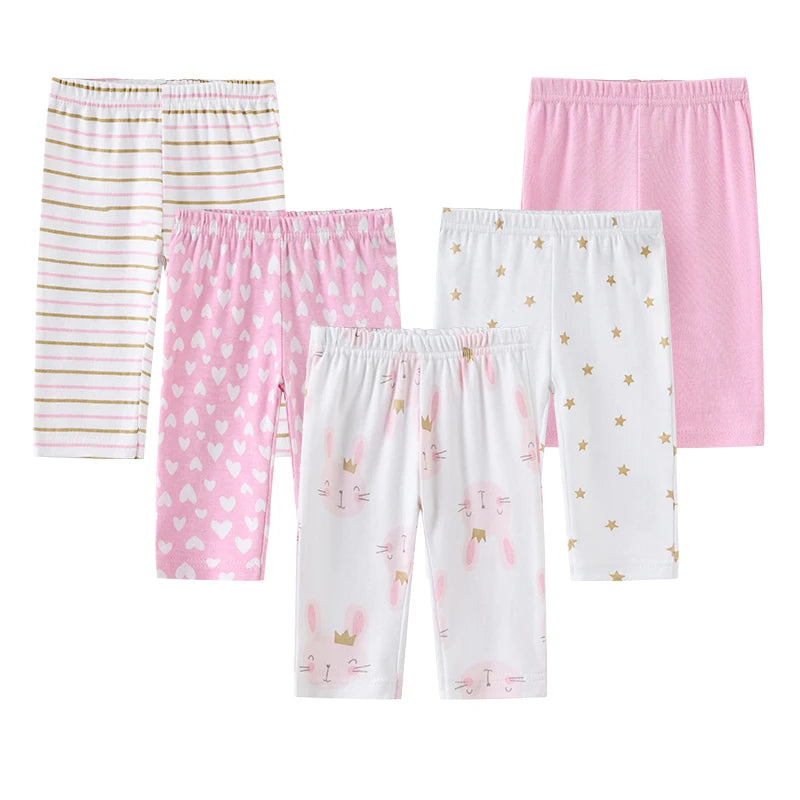 4/5Pieces Print Newborn Baby Girl Pants 0-12M Cotton Baby Boy Trousers Solid Color Autumn Spring Cartoon Bebes