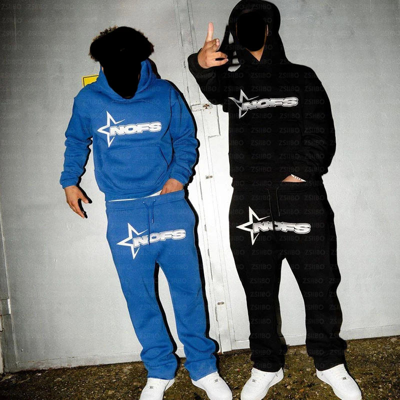 Sportswear NOFS Letter Embroidery Fashion Brand Loose Oversized Hoodie Y2K Hip-Hop Streetwear women Pullovers Casual Top Pants
