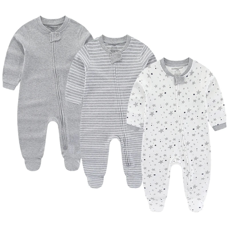 3pcs Cartoon Baby Girl Clothes Long Sleeve Newborn Baby Boy Clothes 100% Cotton Baby Rompers Solid Color 0-12M Spring Bebes