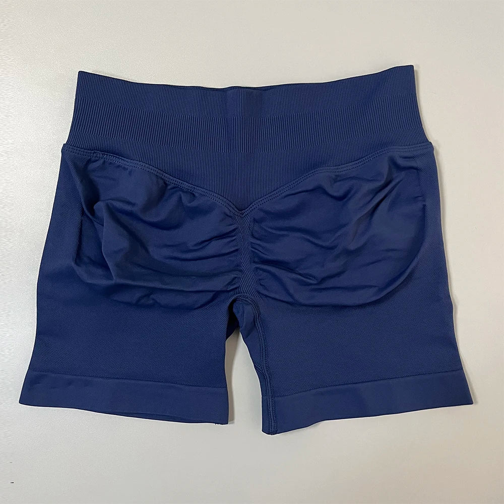 Impact Gym Shorts Women Fitness Sport Biker Shorts 4.5" Low Ribbed Band Seamless Yoga Shorts Workout Scrunch Butt Short Leggings
