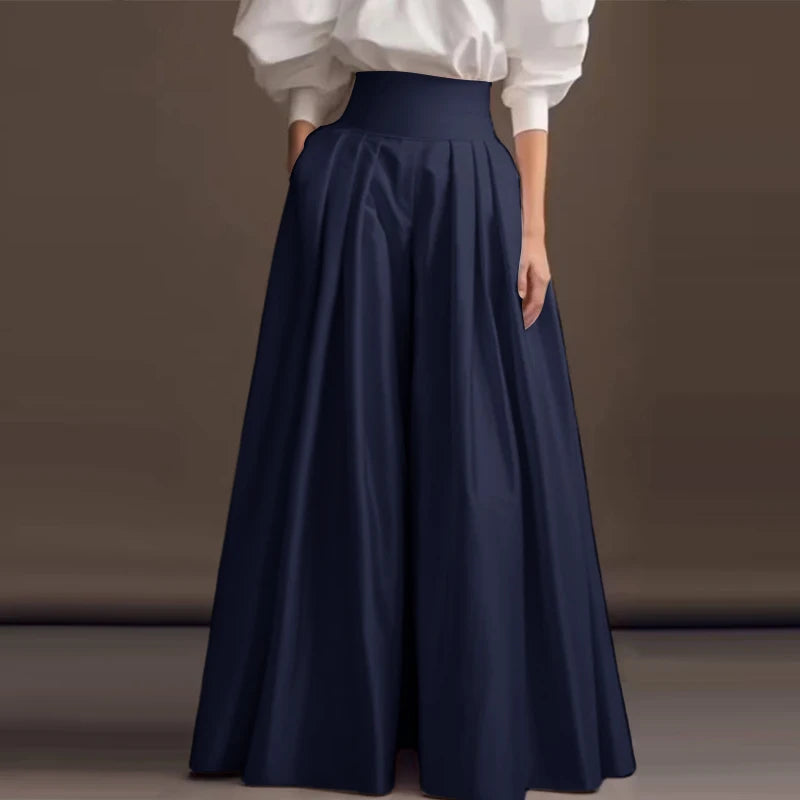 2025 ZANZEA Fashion Formal Trouser Vintage High Waisted Solid Pleating Pants Women Wide Leg Office Pantalons Casual Pockets Pant