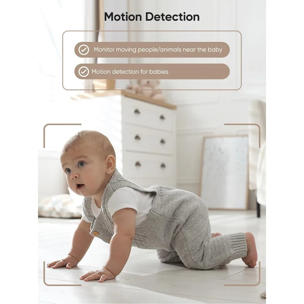 5.5" 1440p Baby Monitor with Camera and Audio, No WiFi Baby Camera, 240h Lasting, Smart Detect Sleep Turn Over/Cry/Motion, 7800