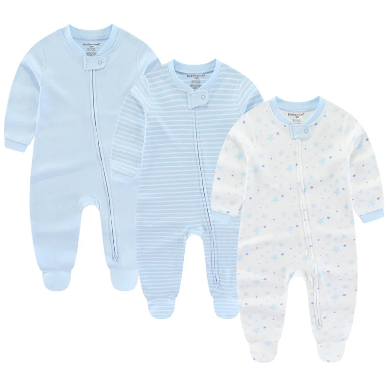3pcs Cartoon Baby Girl Clothes Long Sleeve Newborn Baby Boy Clothes 100% Cotton Baby Rompers Solid Color 0-12M Spring Bebes
