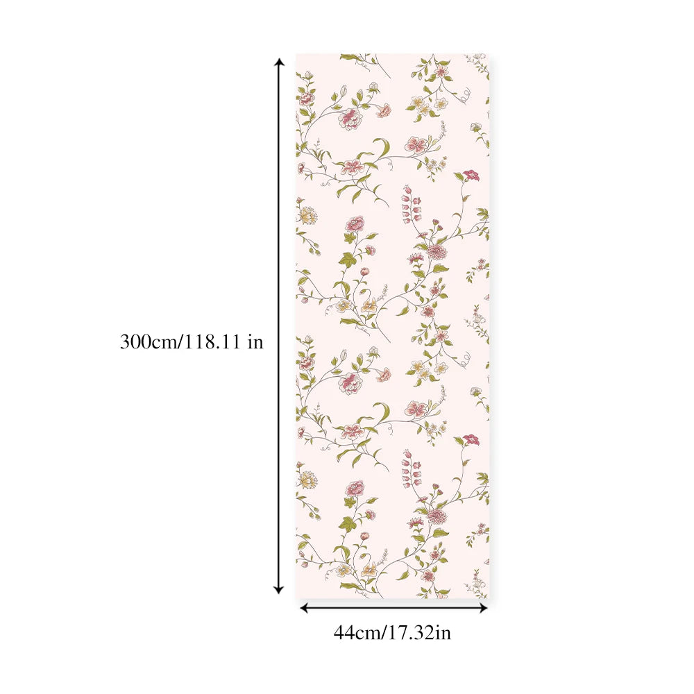 Pink Floral Peel And Stick Wallpaper Cute Flower And Leaves Home Decoration Wallpaper Waterproof Self Adhesive Cabinet Sticker