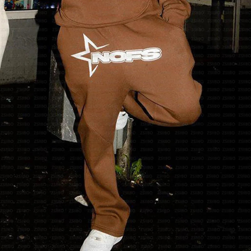 Sportswear NOFS Letter Embroidery Fashion Brand Loose Oversized Hoodie Y2K Hip-Hop Streetwear women Pullovers Casual Top Pants