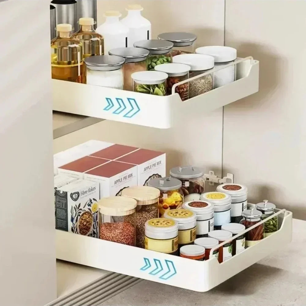Convenient kitchen pots and pans, spices and dishes, pull-out cabinet organizer, sink shelves, free installation track pull-outs