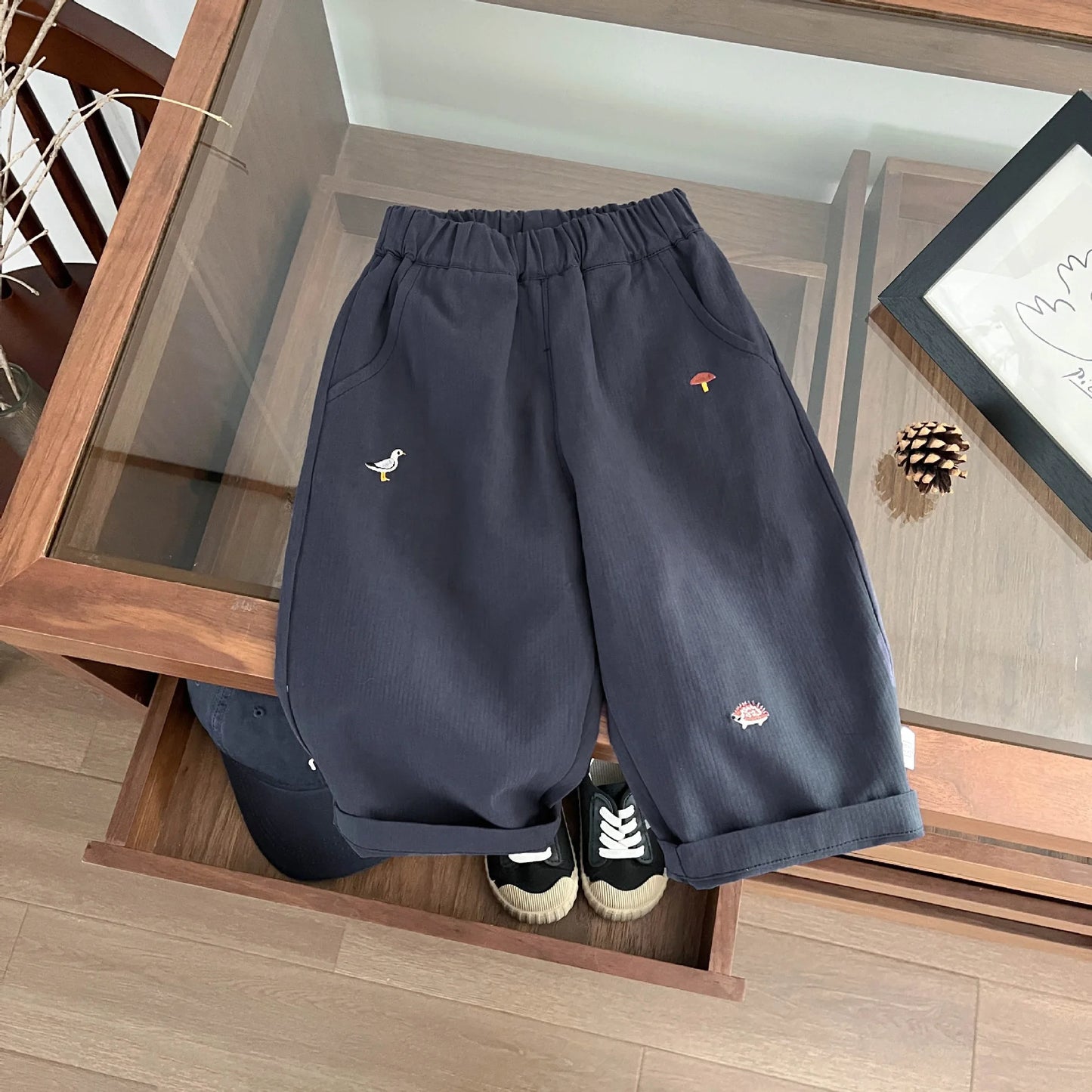 2024 Autumn New Baby Casual Pants Cartoon Embroidery Toddler Boys Loose Trousers Cotton Infant Girl Harem Pants Children Clothes