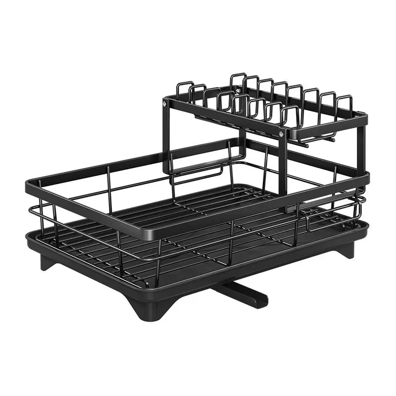 Stainless Steel 2-Tier Dish Drying Rack with Drip Tray – Heavy Duty Kitchen Counter Organizer for Plates, Bowls & Utensils