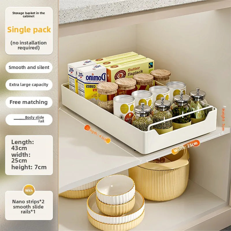 Convenient kitchen pots and pans, spices and dishes, pull-out cabinet organizer, sink shelves, free installation track pull-outs