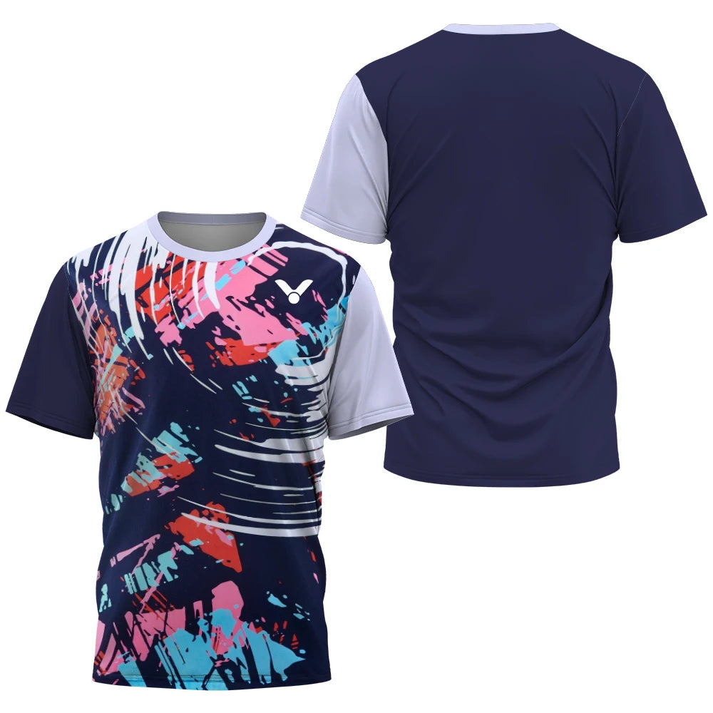 2025 Breathable Badminton Tennis T-shirt Men's Fashion Sportswear Top Men's Fitness Short Sleeve Outdoor Sportswear Soft and Com