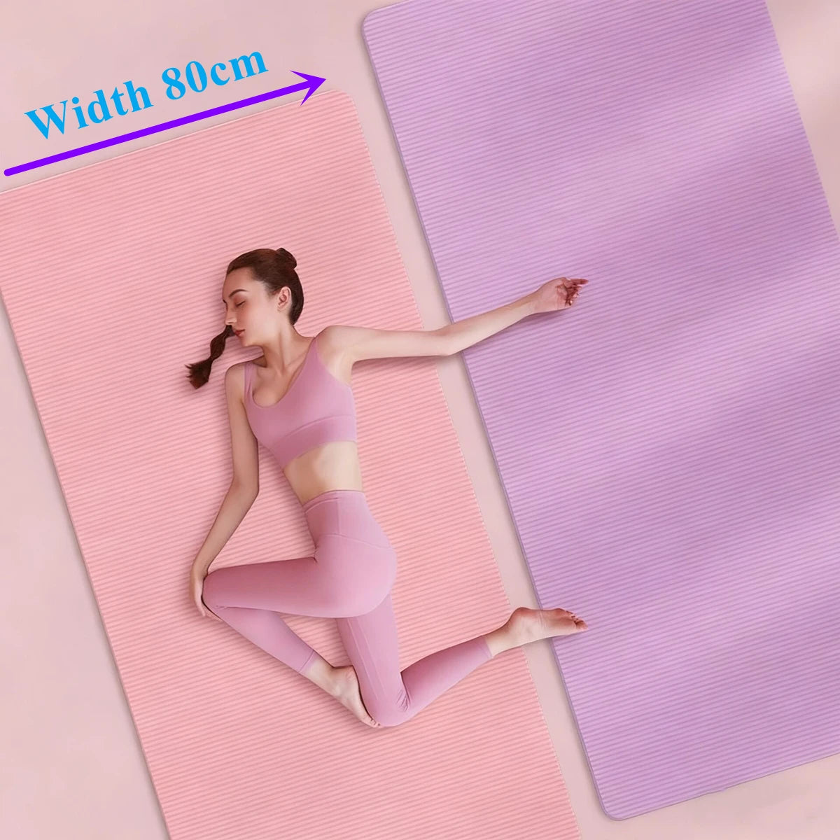 Width 80cm Yoga Mats Anti-slip Sport Fitness Mat Blanket for Exercise Yoga and Pilates Gymnastics Fitness Equipment Thick 10mm