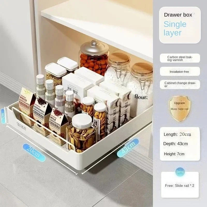 Convenient kitchen pots and pans, spices and dishes, pull-out cabinet organizer, sink shelves, free installation track pull-outs