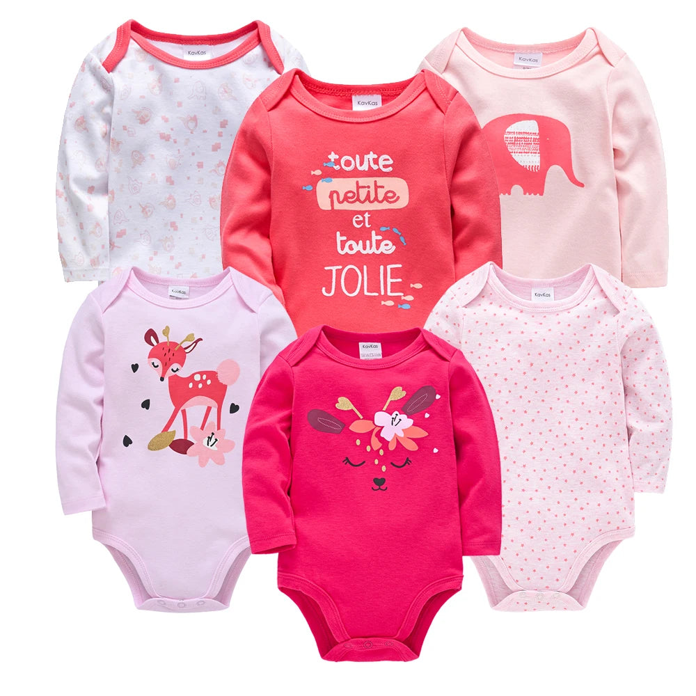 New Year 3 Pieces Baby Girl Clothing Set Pink Deer Christmas Red Elephant Printing Baby Bodysuit Kids Rompers Cotton for 3-24M
