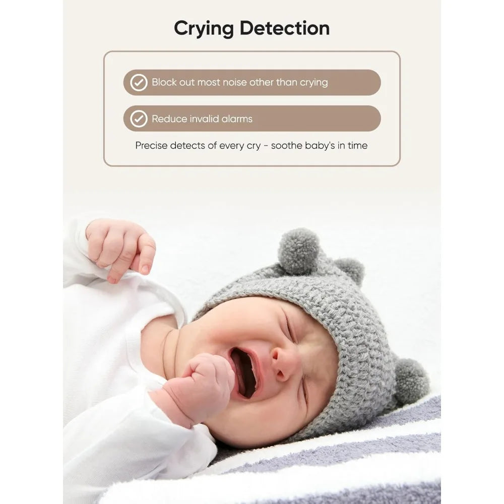 5.5" 1440p Baby Monitor with Camera and Audio, No WiFi Baby Camera, 240h Lasting, Smart Detect Sleep Turn Over/Cry/Motion, 7800