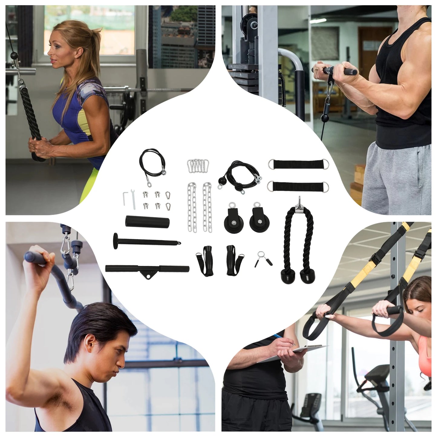 Home Fitness Pulley System Gym, Cable System with 150kg Load Bearing