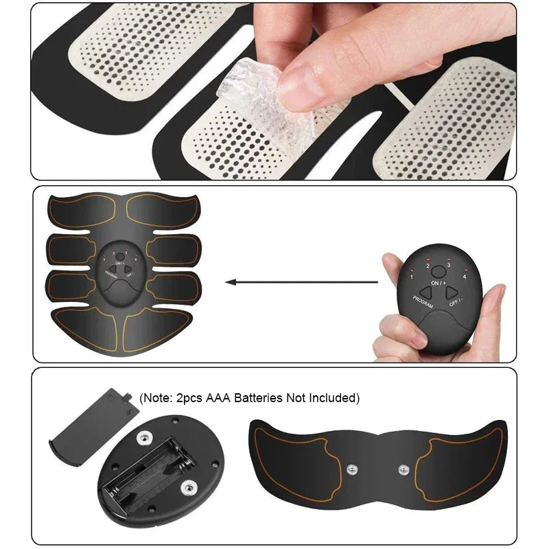 Wireless EMS Muscle Stimulator Toner ABS Abdominal Hip Trainer Weight Loss Fitness Shaping Electric Body Slimming Massager