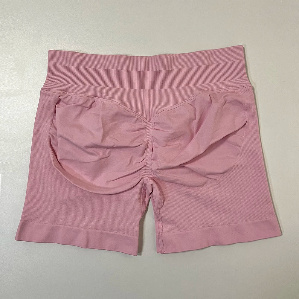 Impact Gym Shorts Women Fitness Sport Biker Shorts 4.5" Low Ribbed Band Seamless Yoga Shorts Workout Scrunch Butt Short Leggings