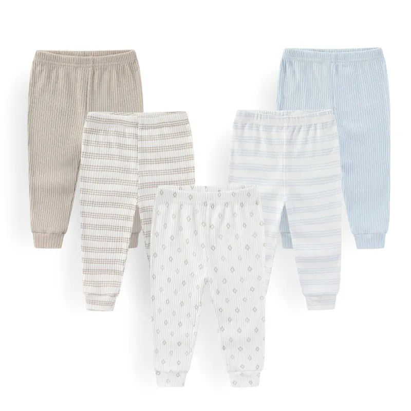 4/5Pieces Print Newborn Baby Girl Pants 0-12M Cotton Baby Boy Trousers Solid Color Autumn Spring Cartoon Bebes