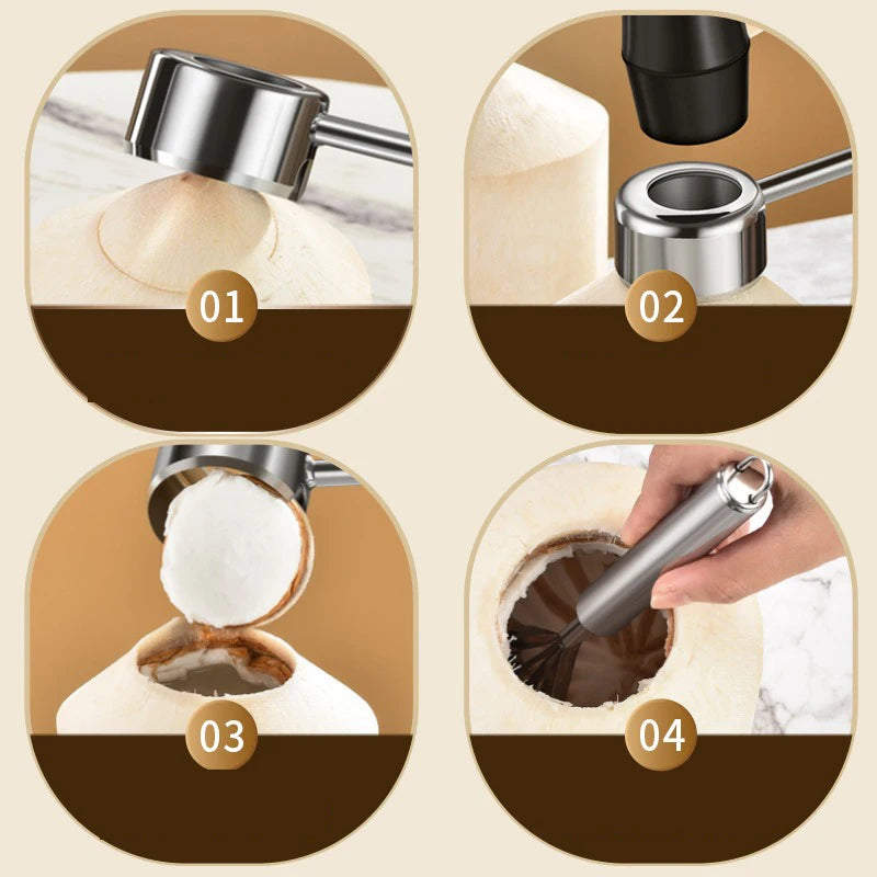 Coconut Opener Tools Creative Dual-purpose Hand Hole Puncher Hammer Coconut Breaker Kitchen Gadgets for Fresh Coconut Wate