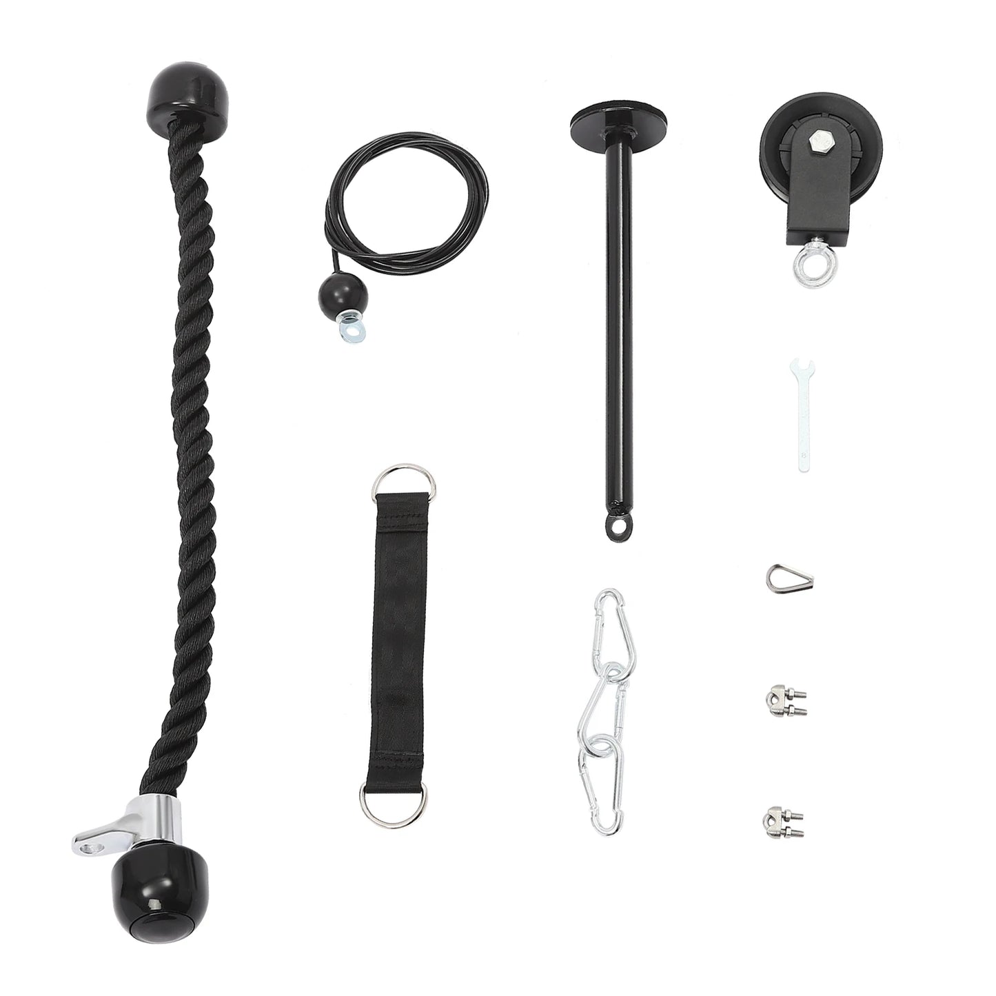 Pull down and Lift Cable Weight Pulley System Home Gym Weight Fitness Pulley Tricep Rope Training Equipment