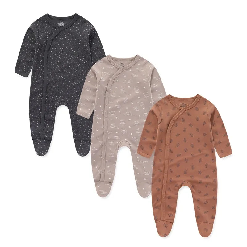 3pcs Cartoon Baby Girl Clothes Long Sleeve Newborn Baby Boy Clothes 100% Cotton Baby Rompers Solid Color 0-12M Spring Bebes