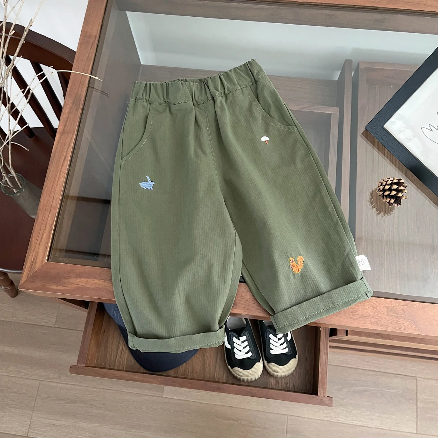 2024 Autumn New Baby Casual Pants Cartoon Embroidery Toddler Boys Loose Trousers Cotton Infant Girl Harem Pants Children Clothes
