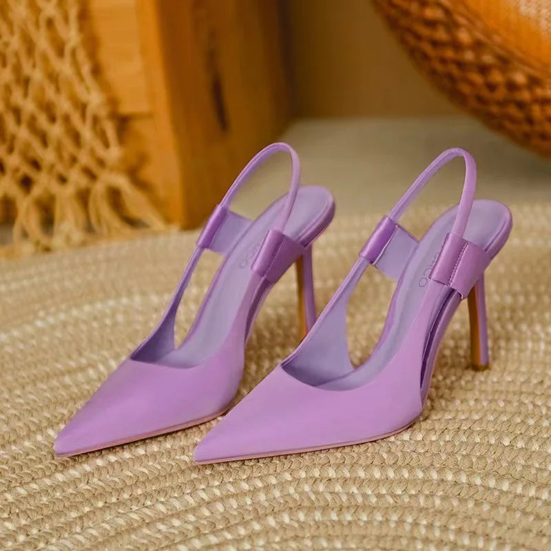 New French style slim heel elegant toe sandals with pointed high-heeled shoes for women