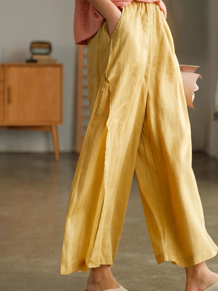 Korean New Fashion Wide-leg Simple Loose Women's Summer Ninth Pants Ankle-Length Trousers Ladies Solid Color Straight Sweatpants