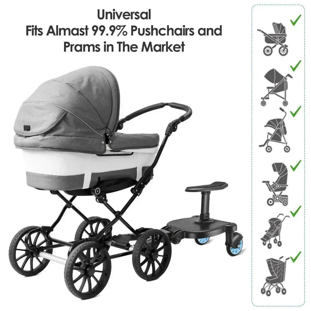 Twins Baby Stroller Pedal Adapter Stroller Accessorie Second Children Auxiliary Trailer Twins Scooter Standing Plate with Seat