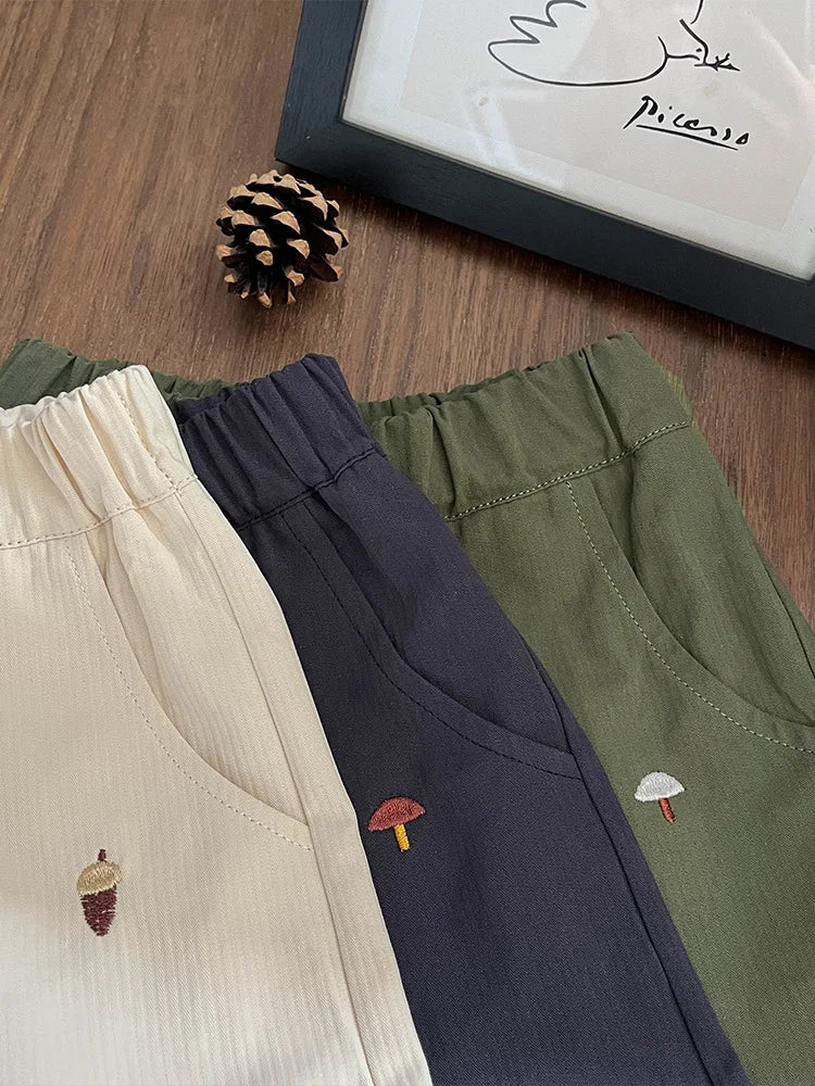2024 Autumn New Baby Casual Pants Cartoon Embroidery Toddler Boys Loose Trousers Cotton Infant Girl Harem Pants Children Clothes
