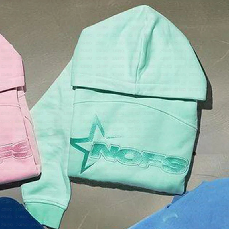 Sportswear NOFS Letter Embroidery Fashion Brand Loose Oversized Hoodie Y2K Hip-Hop Streetwear women Pullovers Casual Top Pants
