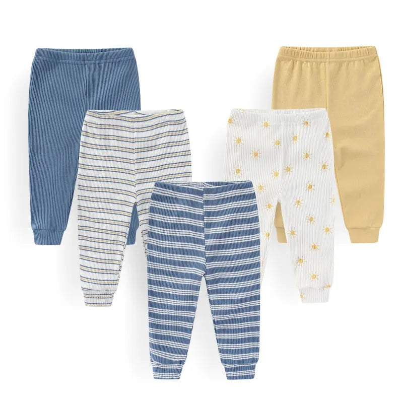 4/5Pieces Print Newborn Baby Girl Pants 0-12M Cotton Baby Boy Trousers Solid Color Autumn Spring Cartoon Bebes