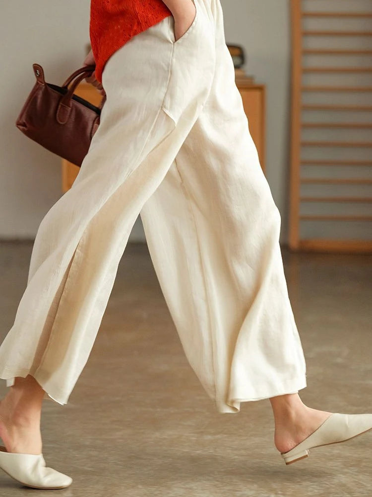 Korean New Fashion Wide-leg Simple Loose Women's Summer Ninth Pants Ankle-Length Trousers Ladies Solid Color Straight Sweatpants