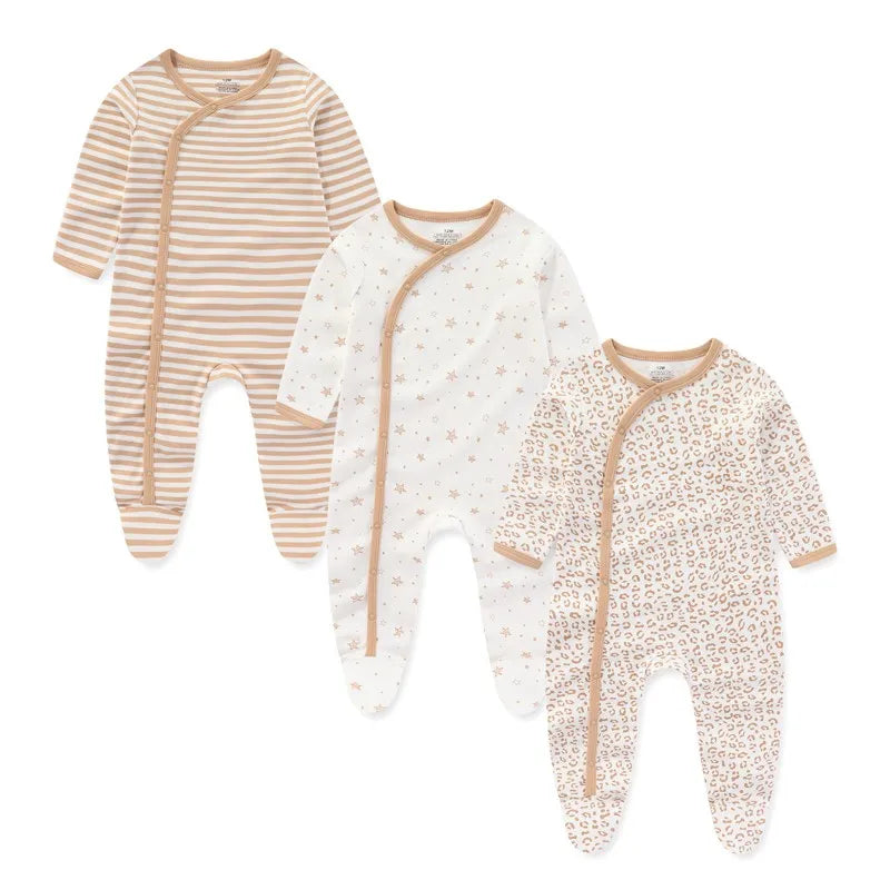 3pcs Cartoon Baby Girl Clothes Long Sleeve Newborn Baby Boy Clothes 100% Cotton Baby Rompers Solid Color 0-12M Spring Bebes